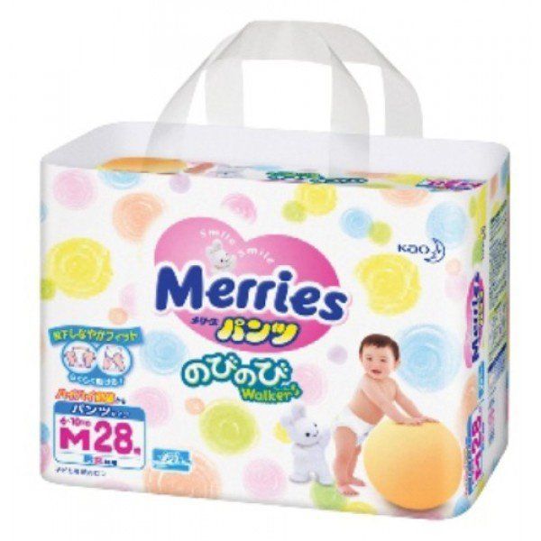 MERRIES Трусики-подгузники для детей размер M 6-10 кг 28 шт.