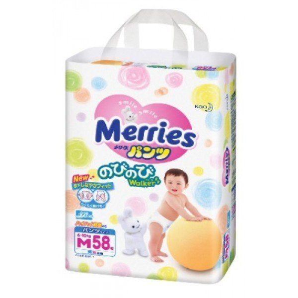 MERRIES Трусики-подгузники для детей размер M 6-10 кг 58 шт.